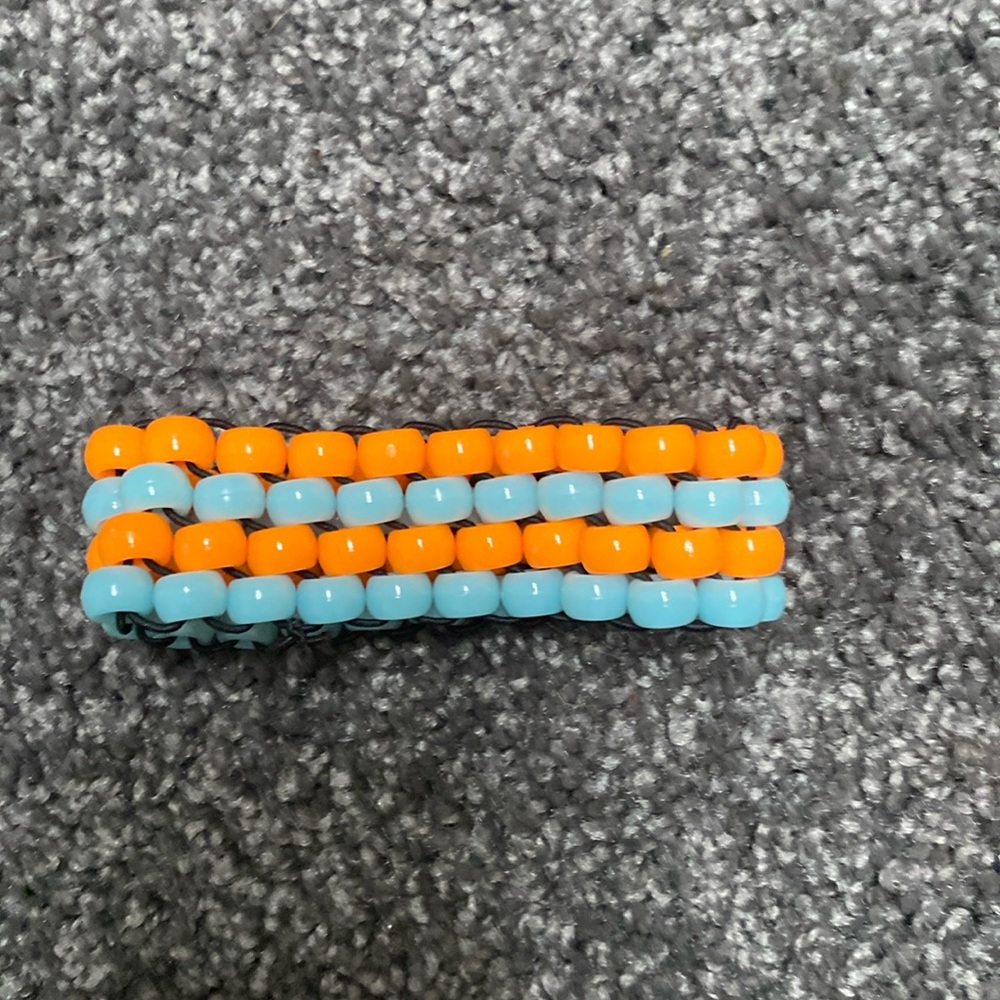 Kandi peyote stitch cuff light blue and orange!!